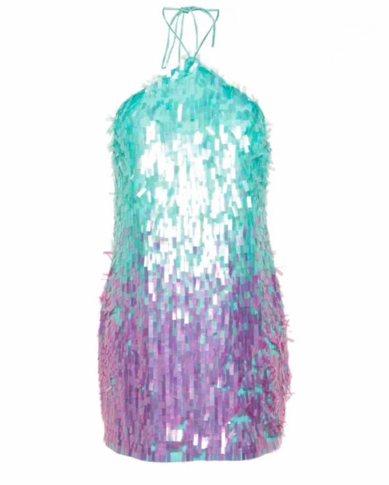 Retrofête Teal & Purple Sequin Dress - Image 1