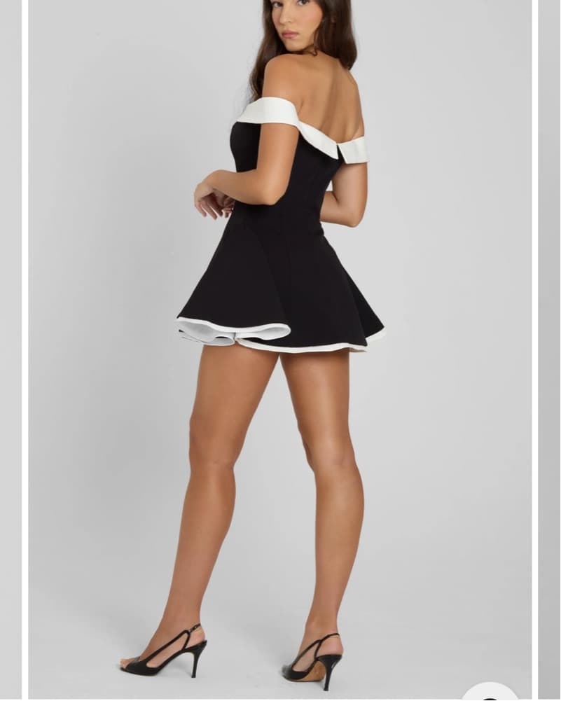 Leau Black & White Strapless Mini Dress - Image 3