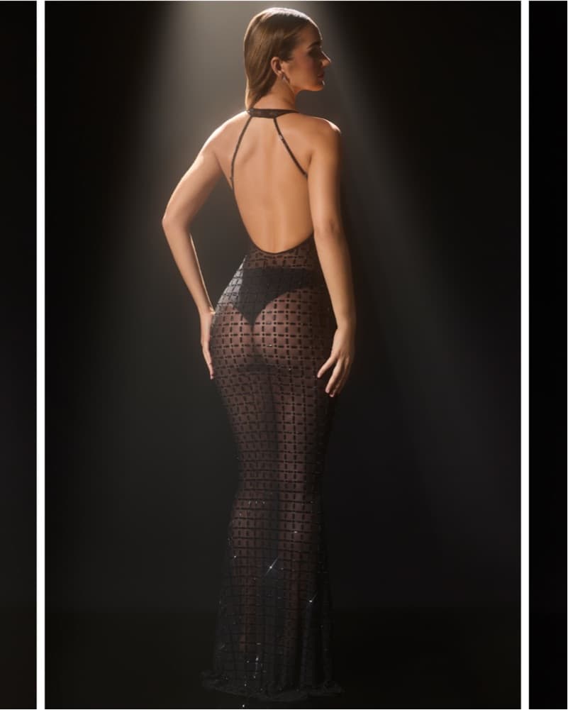Shimmering Sequin Halter Gown - Image 2