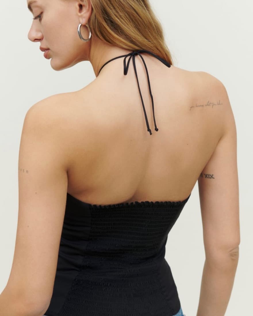 Reformation Black Linen Halter Cut Out - Image 4