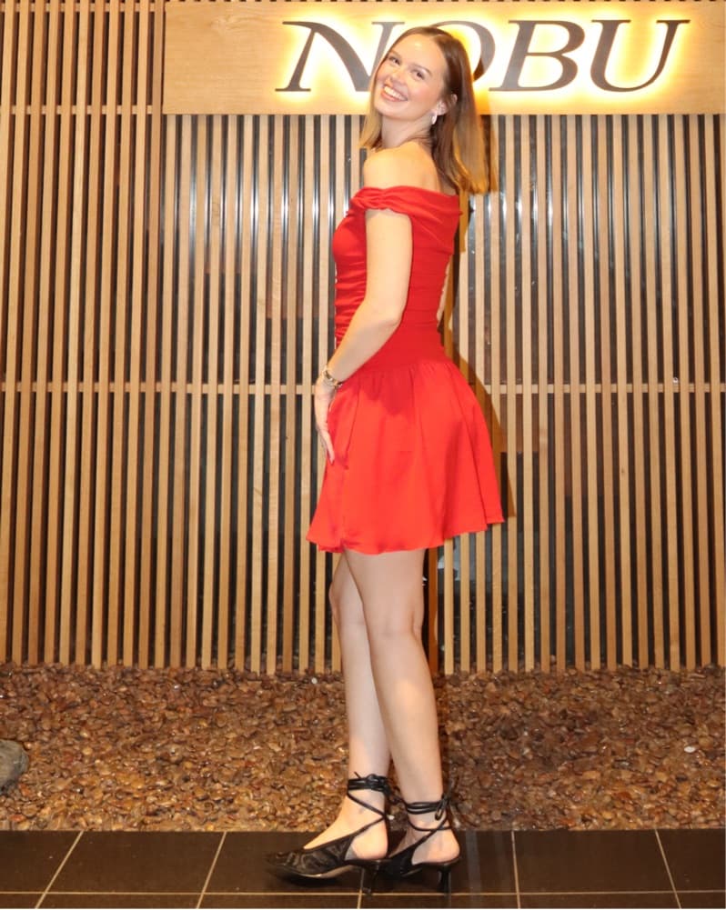 red Abercrombie off the shoulder Dress - Image 1