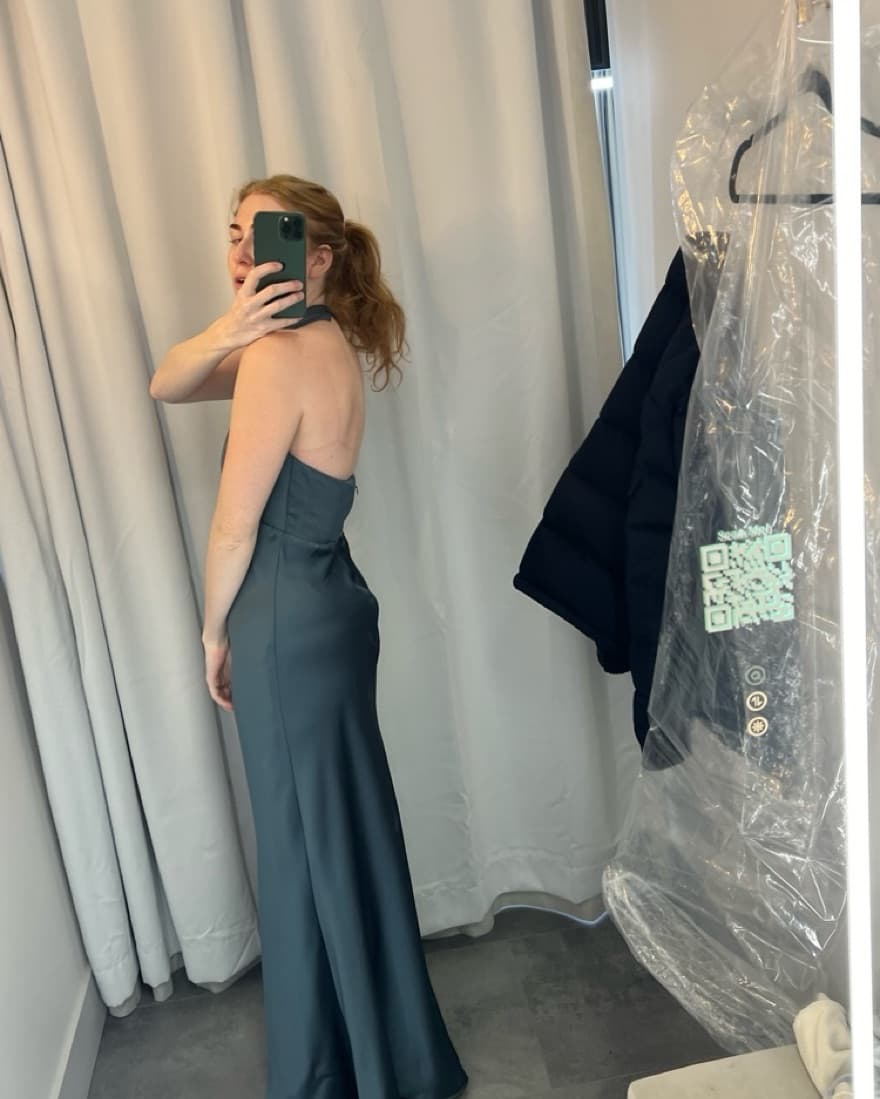Teal/ Cobalt Halter Gown Amsale - Image 2
