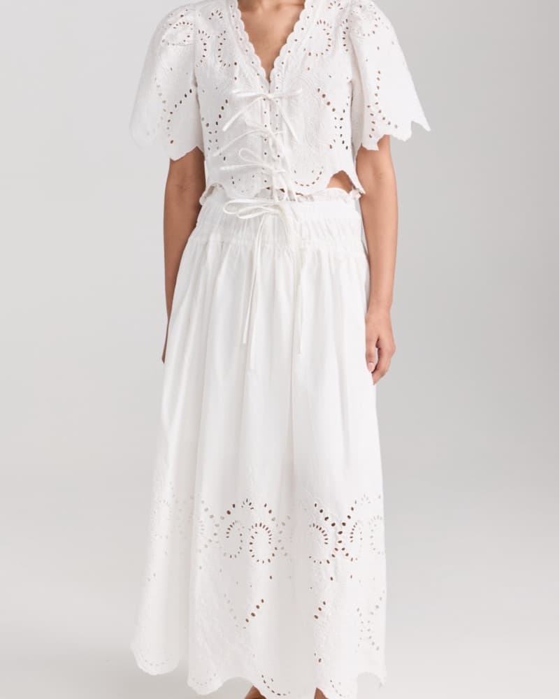 Moon River White Eyelet Skirt Set Size S - Image 1
