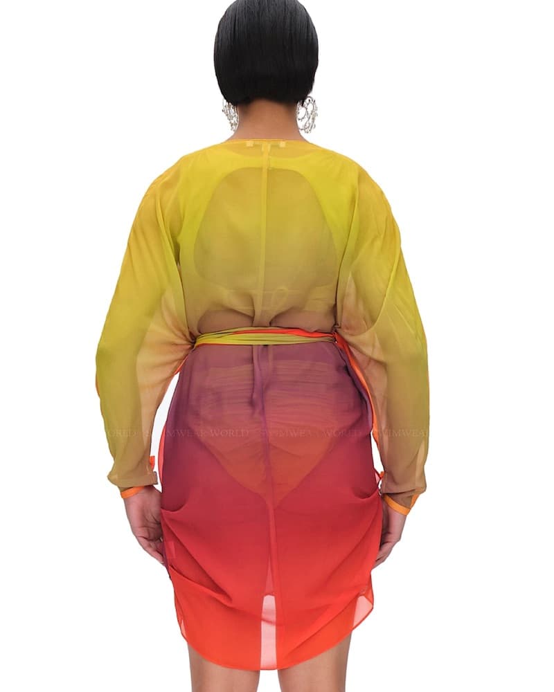 Vibrant Color-Ombre Chiffon Dress - Image 3