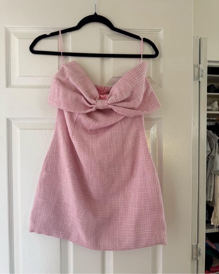 Bow Boucle Mini Dress - Image 3