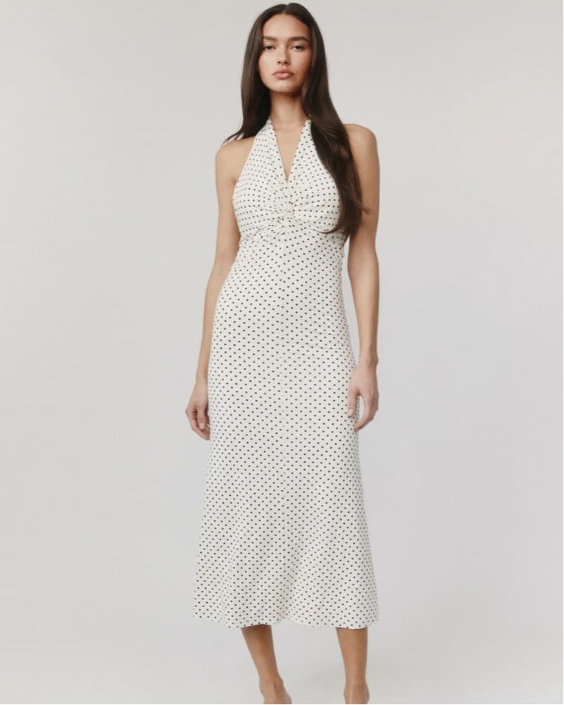 With Jean Polka Dot Maxi Halter Dress - Image 1