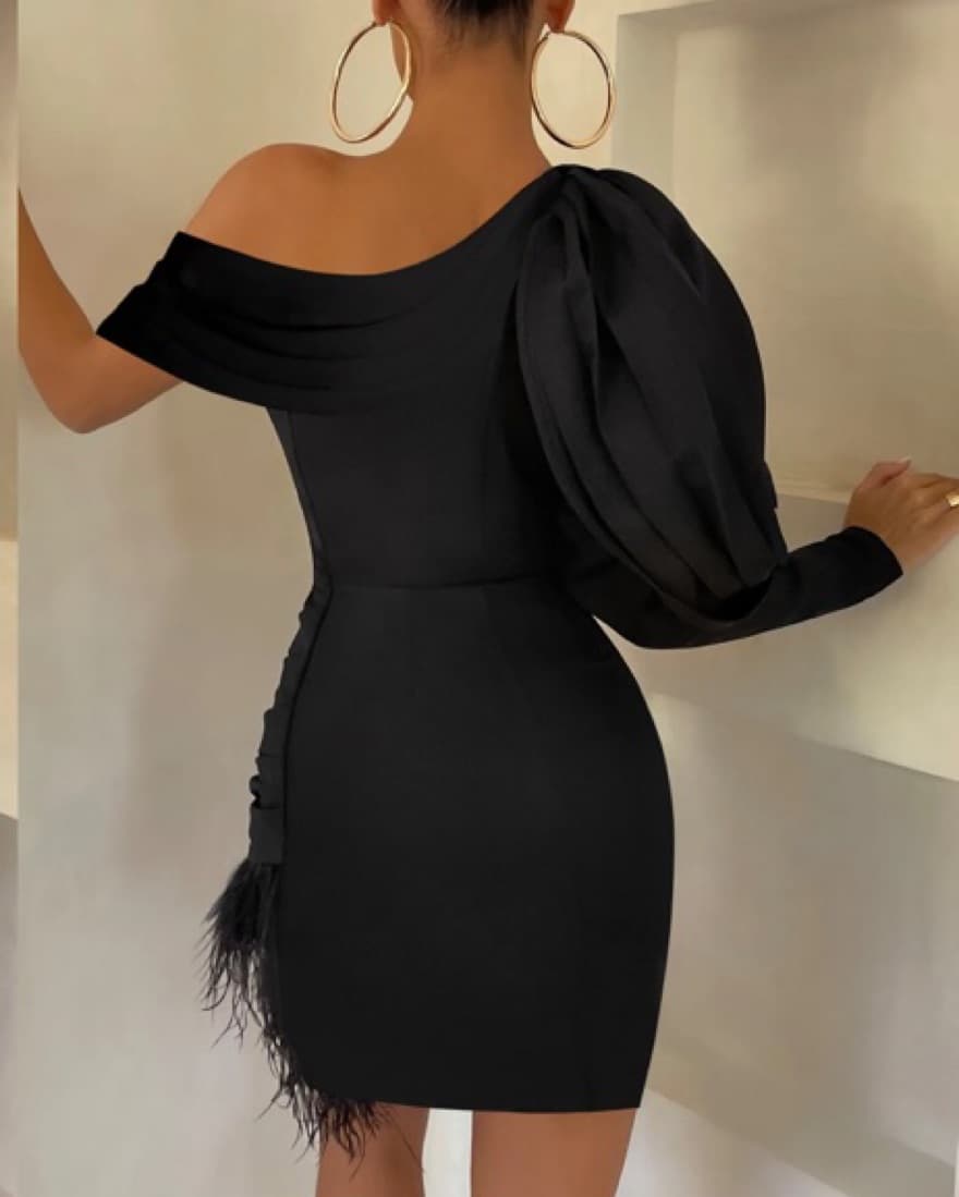 Club London Black Asymmstric Dress - Image 2