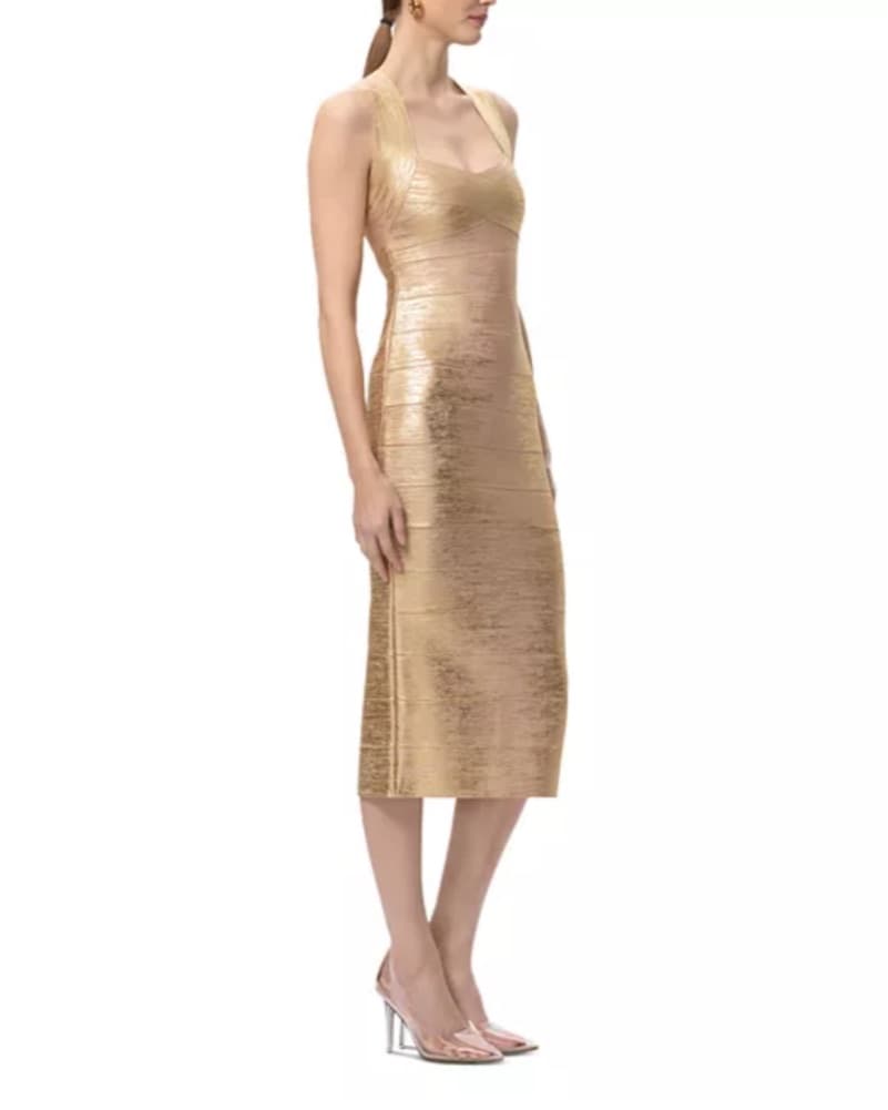 Herve Leger Gold Dress - Image 5