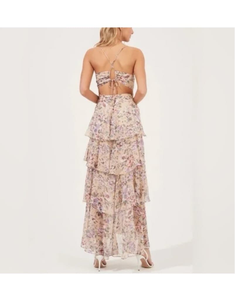 ASTR Tiered Ruffle Pale Yellow Floral  - Image 3
