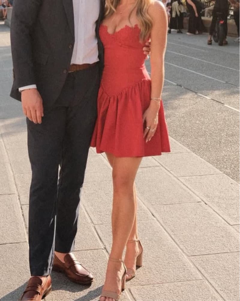 Miss Circle Red Mini Dress - Image 2