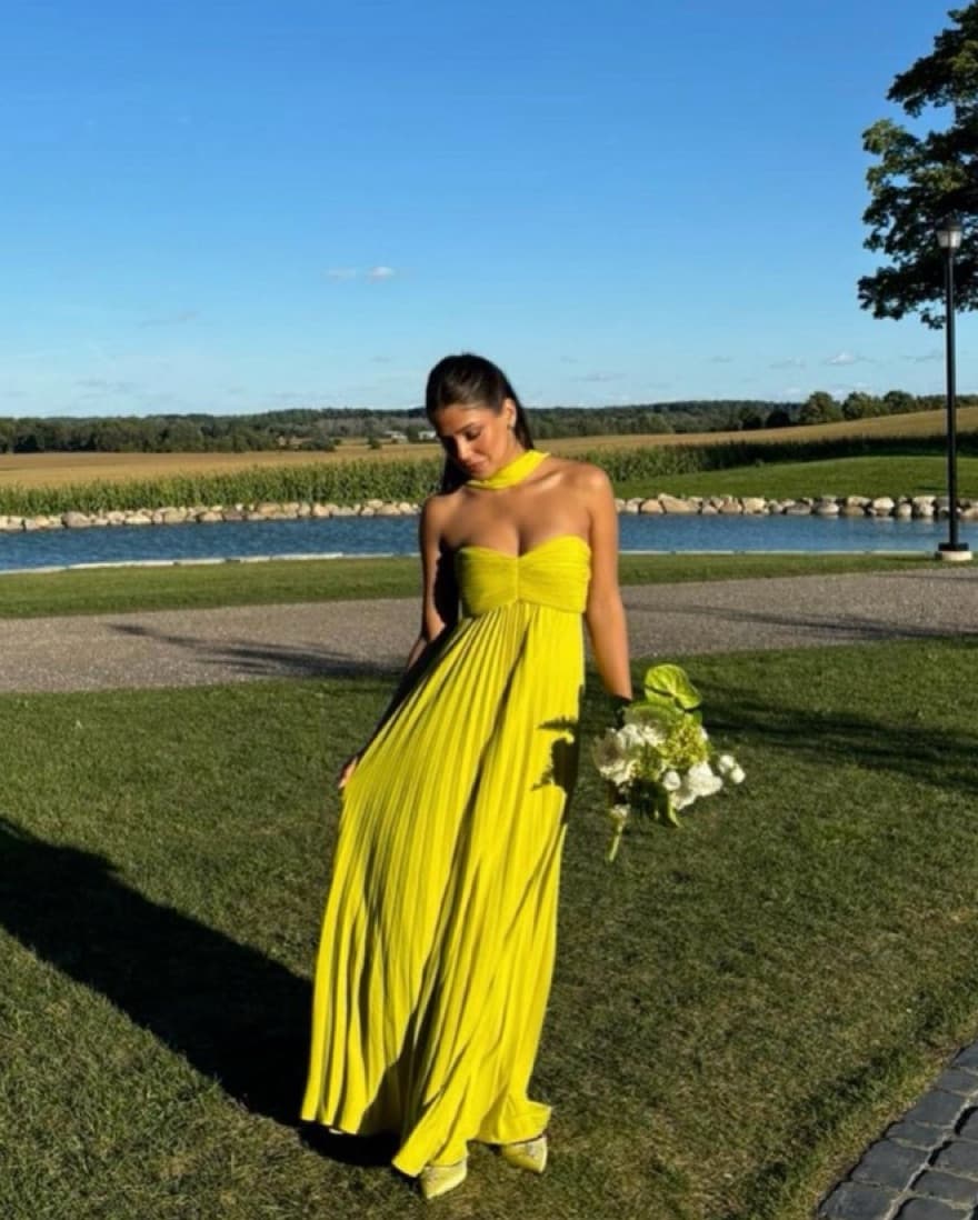 Delfi Dapheni Dress in Chartreuse | Green Bridesmaid Dress, Green Wedding Guest Dress - Image 6