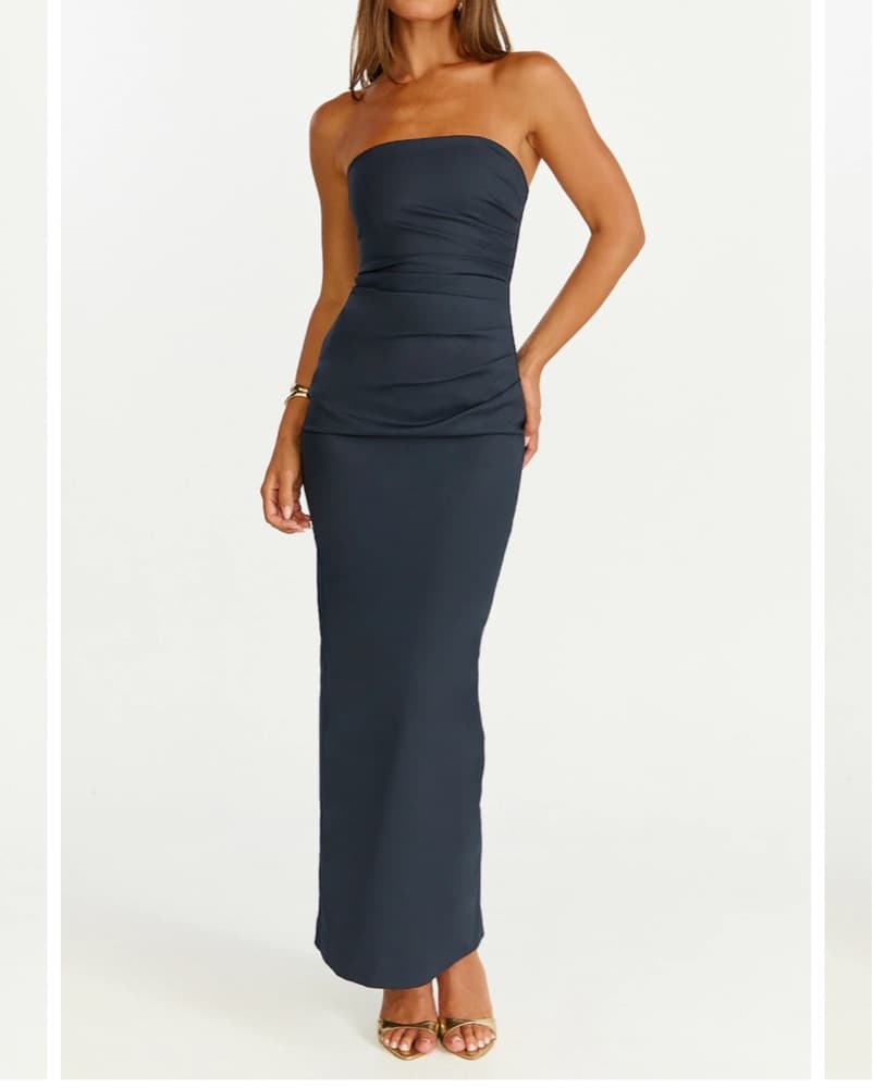 Navy blue strapless dress - Image 1