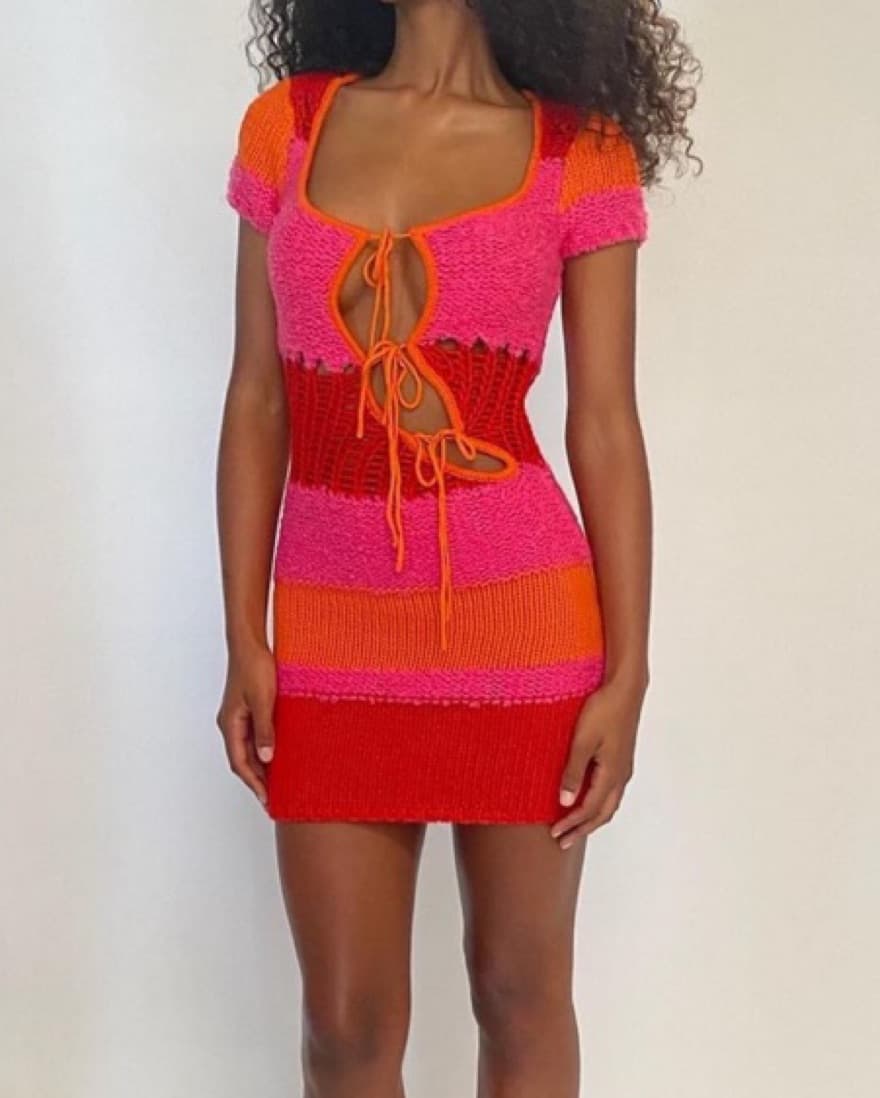 Danielle Guizio Knit Crochet Dress - Image 5