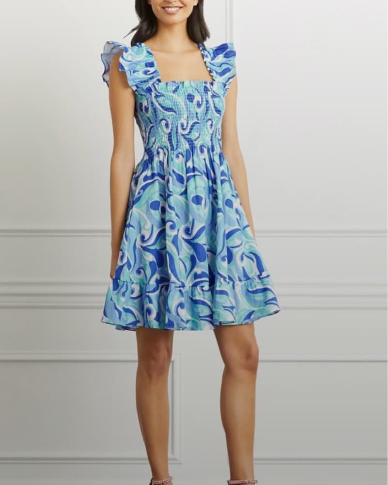 Hill House Blue Printed Linen Dress - Image 1