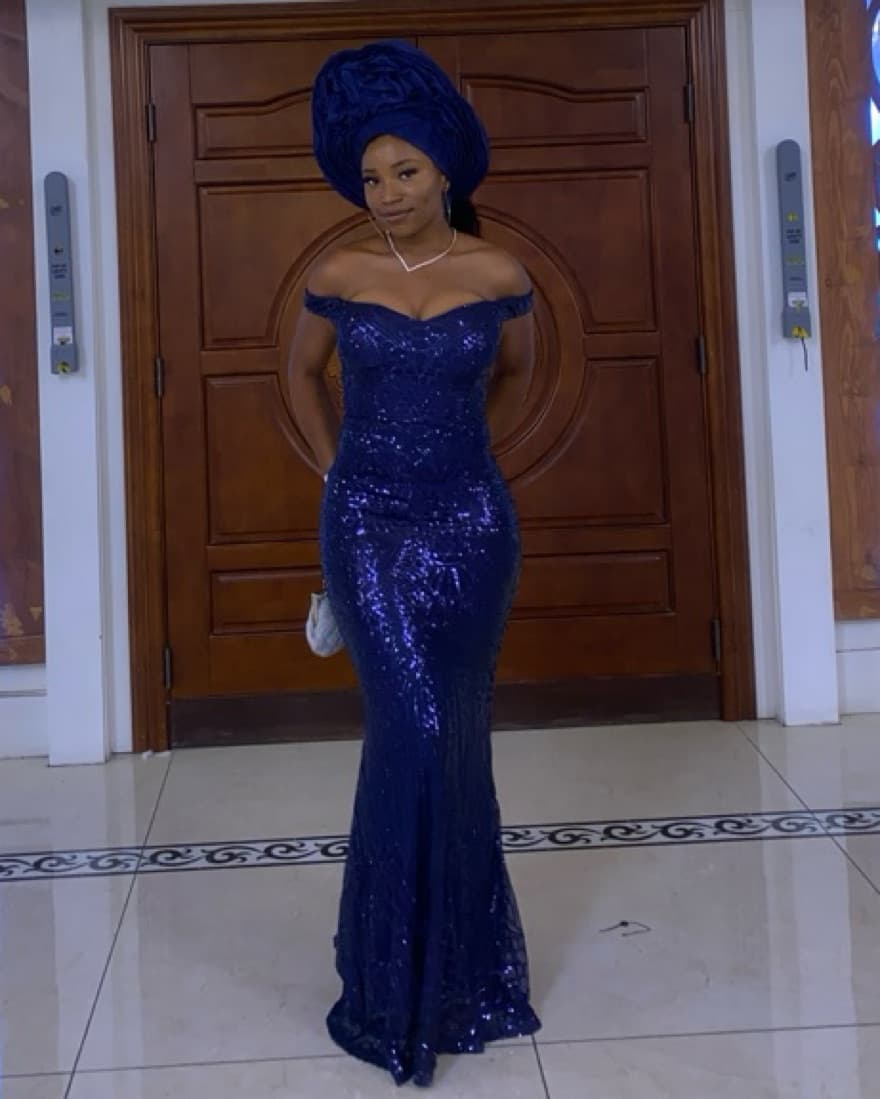 Blue Sequin Formal Dress - Image 2
