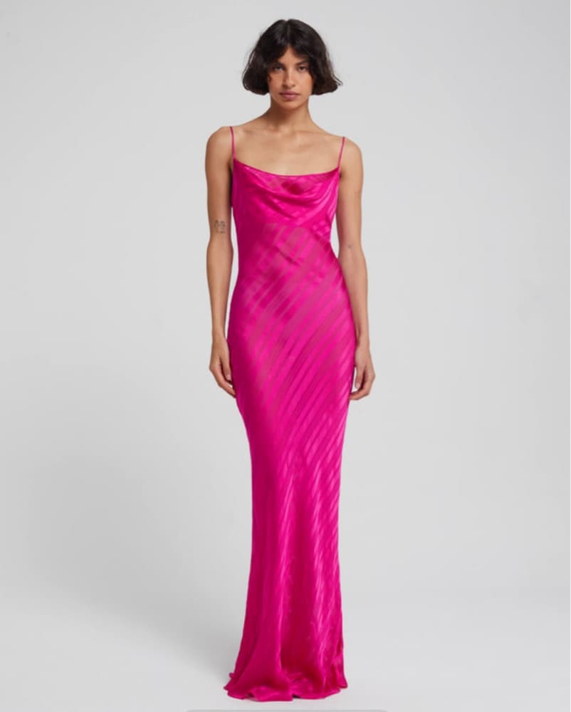Rat & Boa Cerise Satin Maxi Dress - Image 1