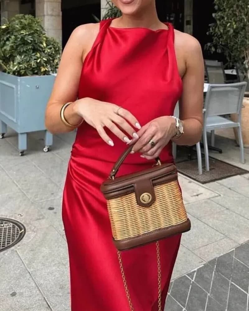Red Zara Satin Dress - Image 3