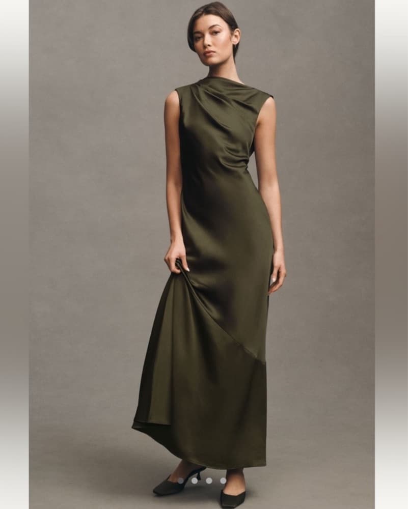 Lana Cowl-Neck Tie-Back Satin Dress - Image 2