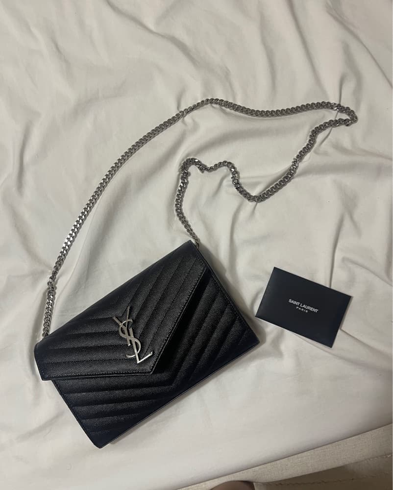 YSL black Bag With Silver Chain  - Image 1