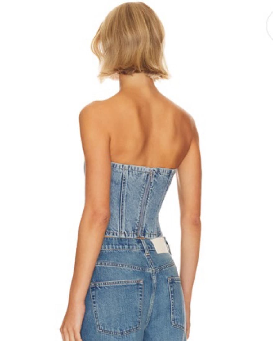 Strapless Sequin Denim Top - Image 3
