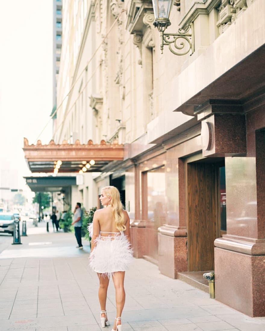 White Feather Bridal Dress - Image 1