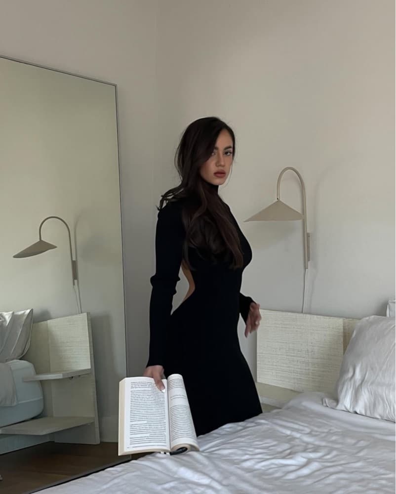 Open Back Turtleneck Midi Dress - Image 1