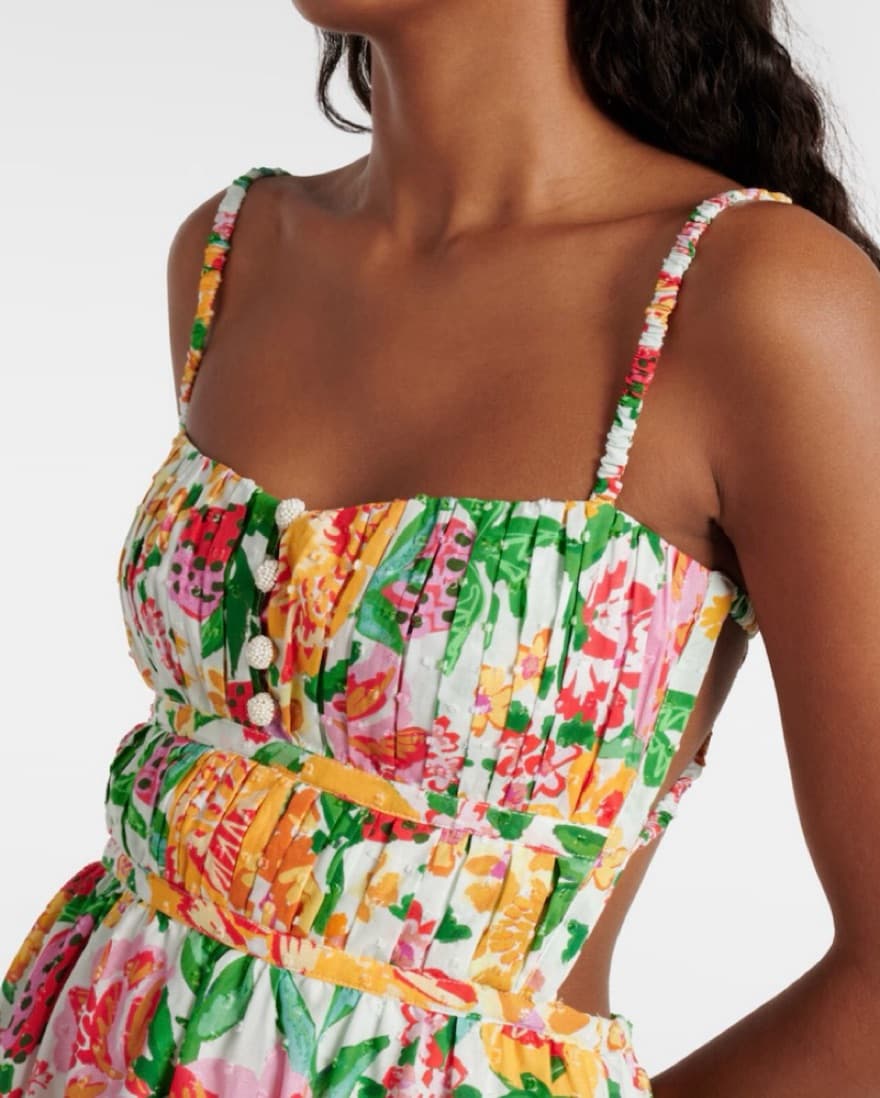 Farm Rio White Floral Sketch Midi Dress  - Image 3