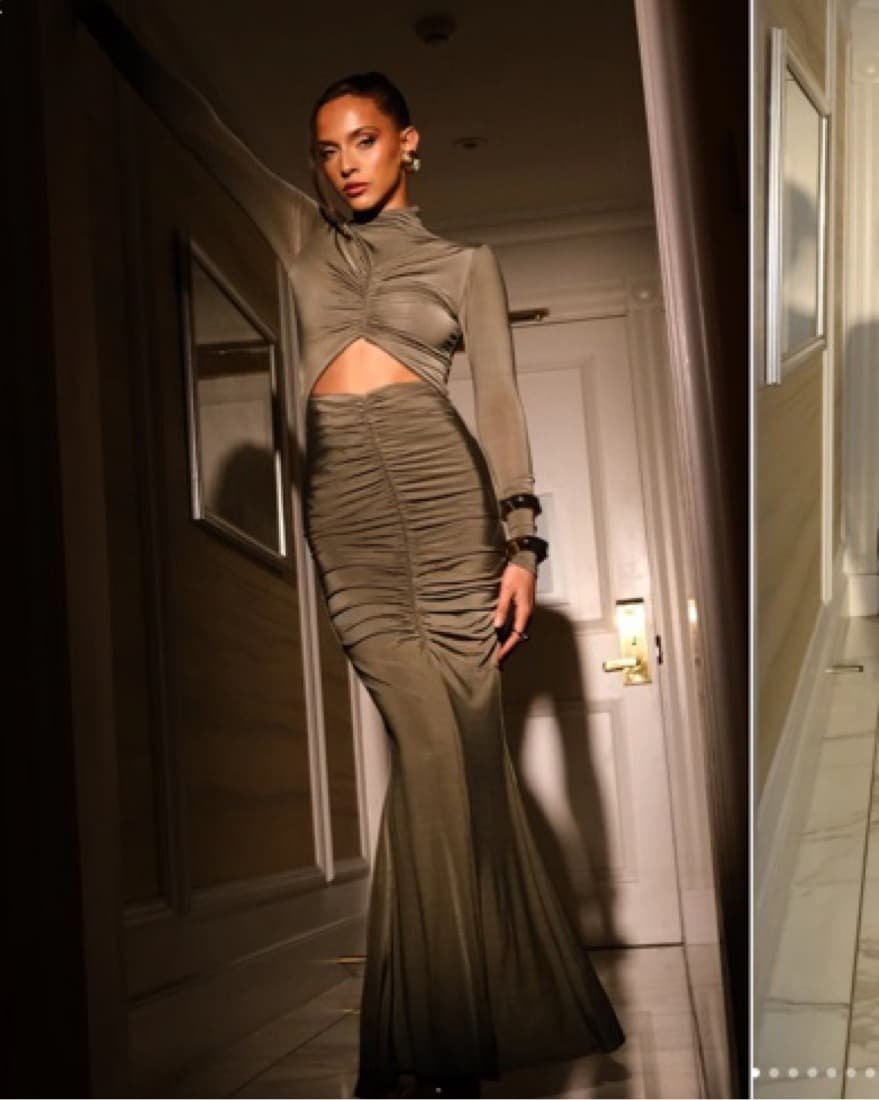 Meshki Pia Slinky Dress Military Oliv - Image 3
