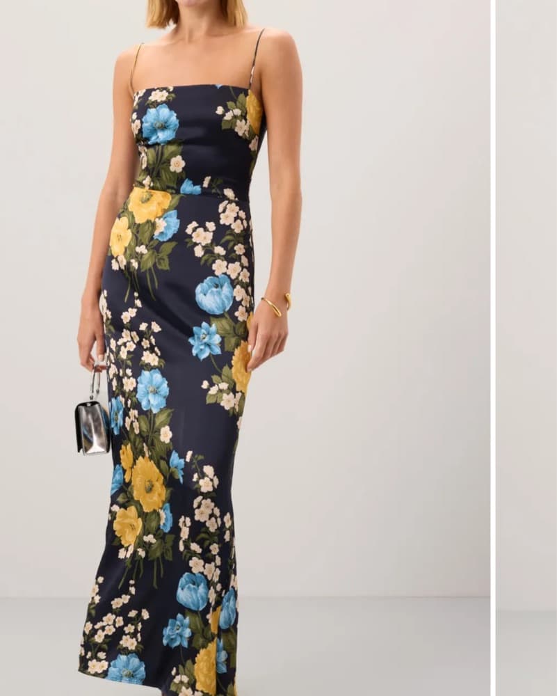 Reformation Navy Frankie Silk Dress - Image 1