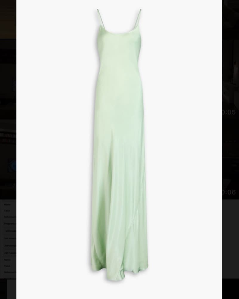 Victoria Beckham Green Satin Slip Dress - Image 3