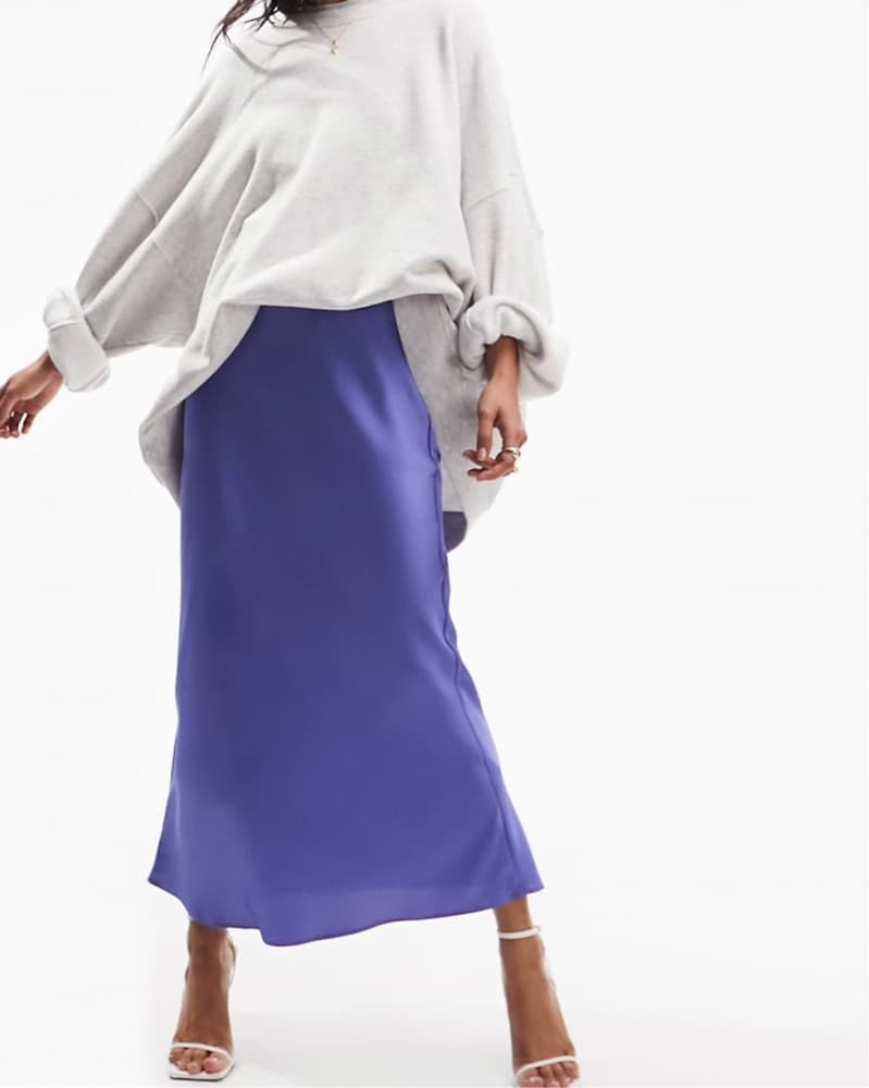 Lavender Satin Midi Skirt - Image 2
