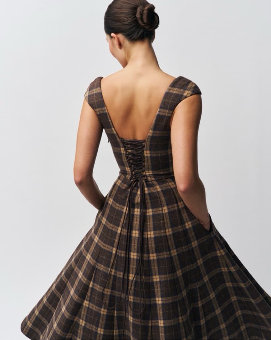 Danielle Guizio LEILA TARTAN DRESS - Image 2