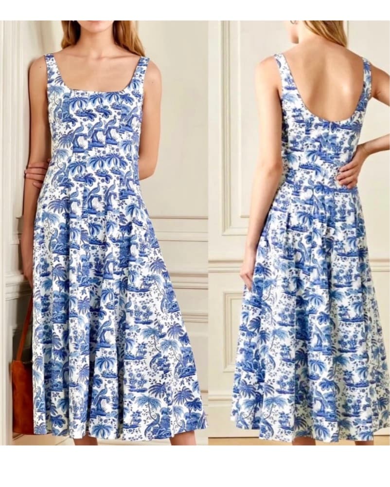 STAUD Wells Midi Dress Blue Toile  - Image 5