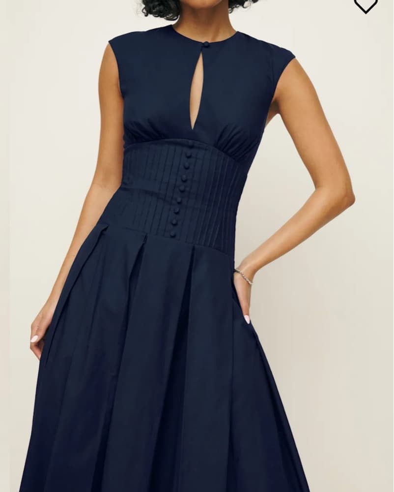 Reformation Renaie Dress Elegant Navy  - Image 2