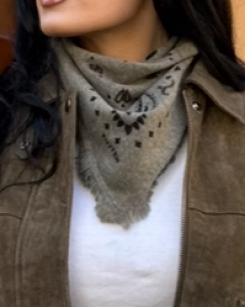 Kujten Small Bandana Scarf Marl Khaki - Image 2