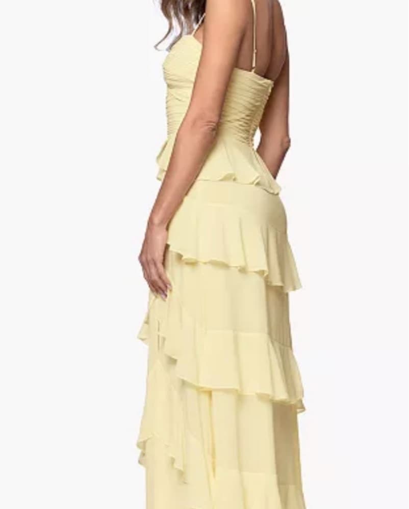 Elegant Ruched Peplum Maxi Dress - Image 2