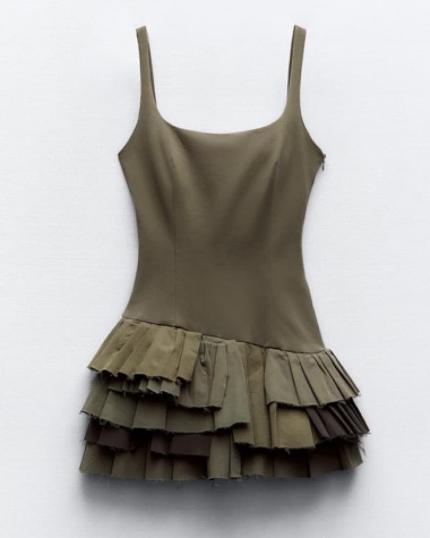 Zara Khaki Ruffle Playsuit - Image 3