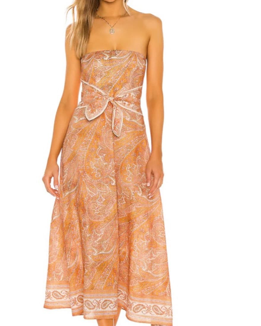 Strapless  Zimmermann Linen Midi Dress - Image 6