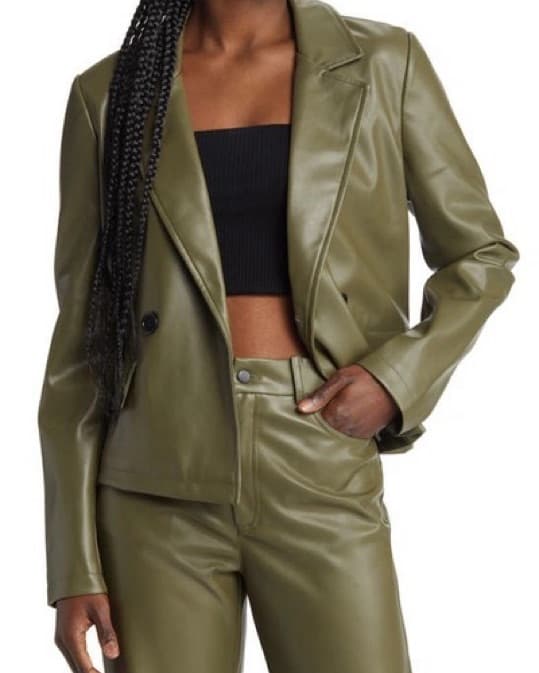 Green Leather Blazer - Image 1