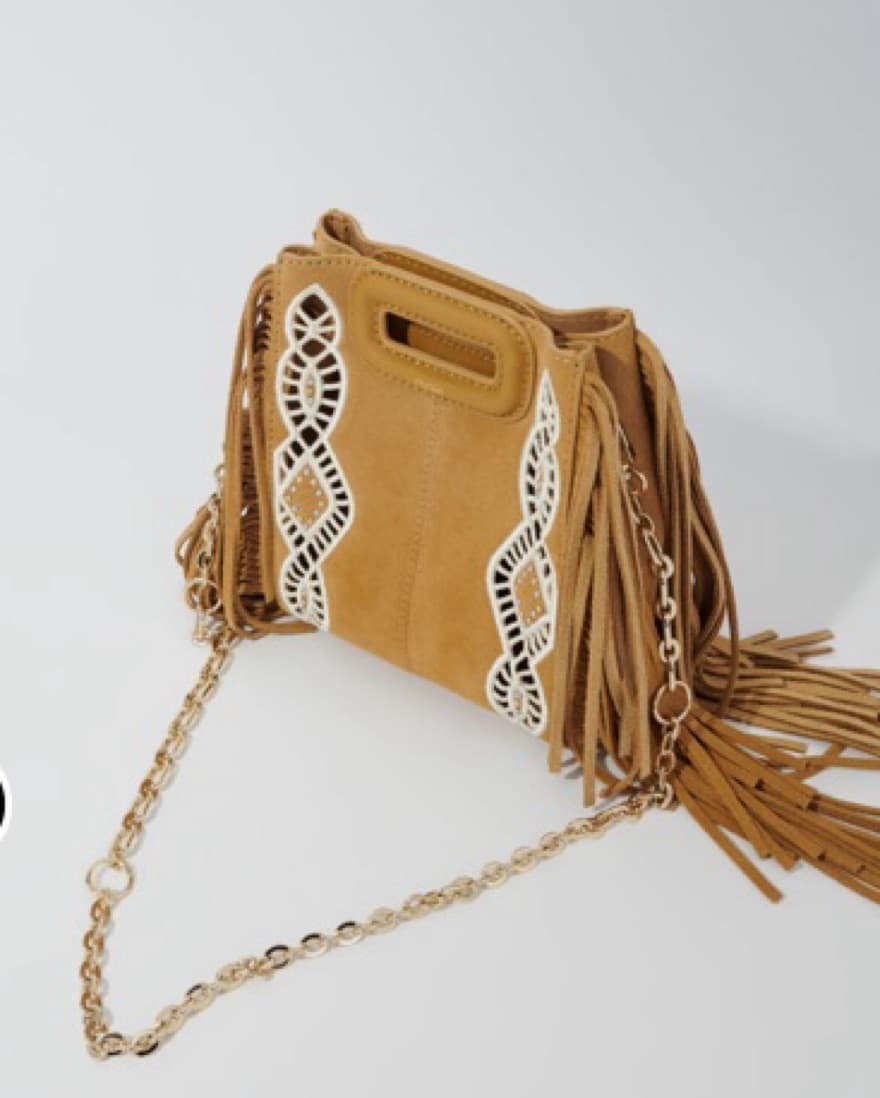Mini Maje Suede Bag With Gold Chain - Image 2