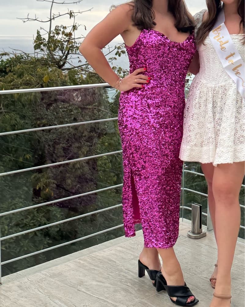Sachin & Babi Hot Pink Sequined Dresz - Image 1