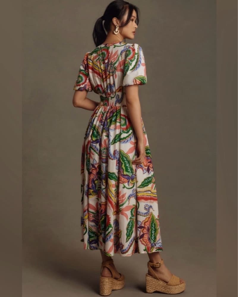 Anthropologie Colorful Floral Puff Sleev - Image 3