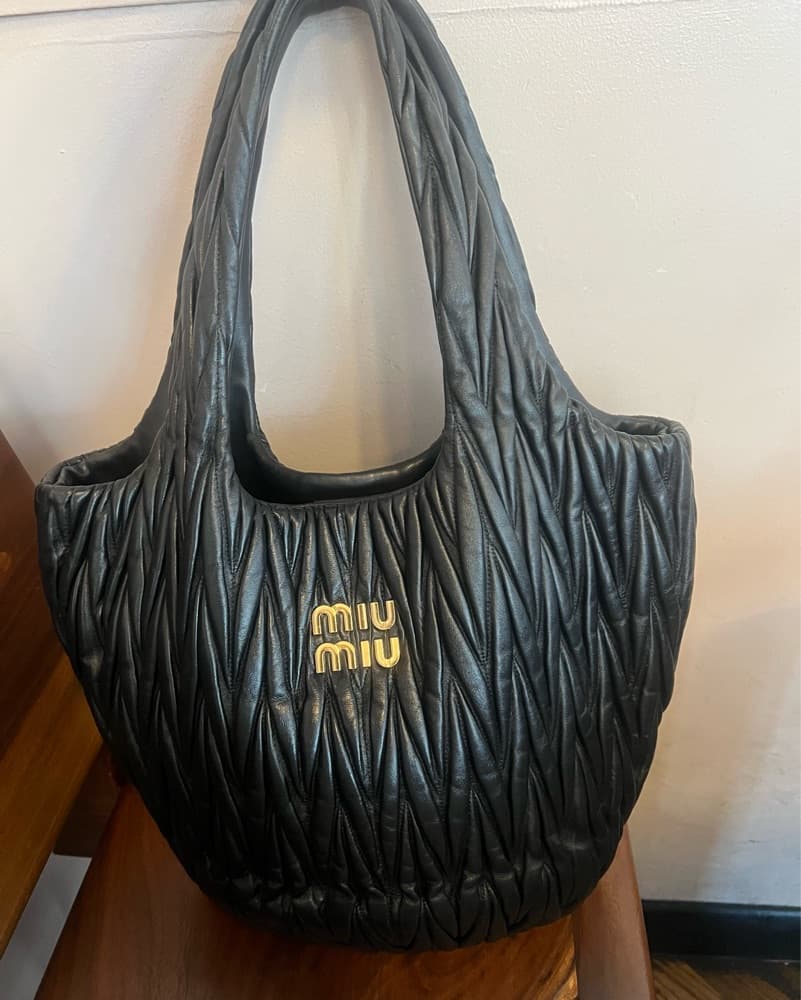 Miu Miu Black Matelassé Leather Shoulder - Image 1