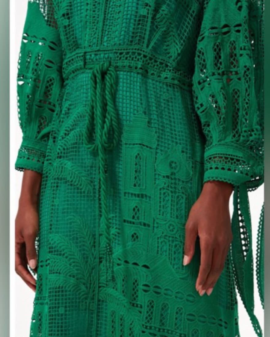 Farm Rio Green Morada Boa Guipure Dress - Image 3