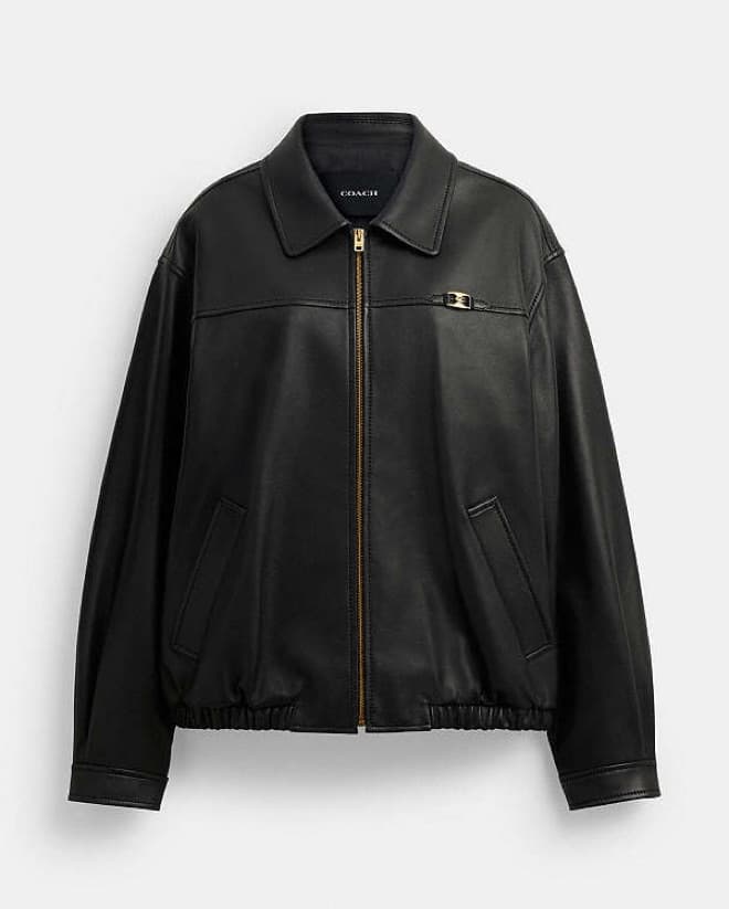 Coach Black Oversized Leather Jacket - Image 1