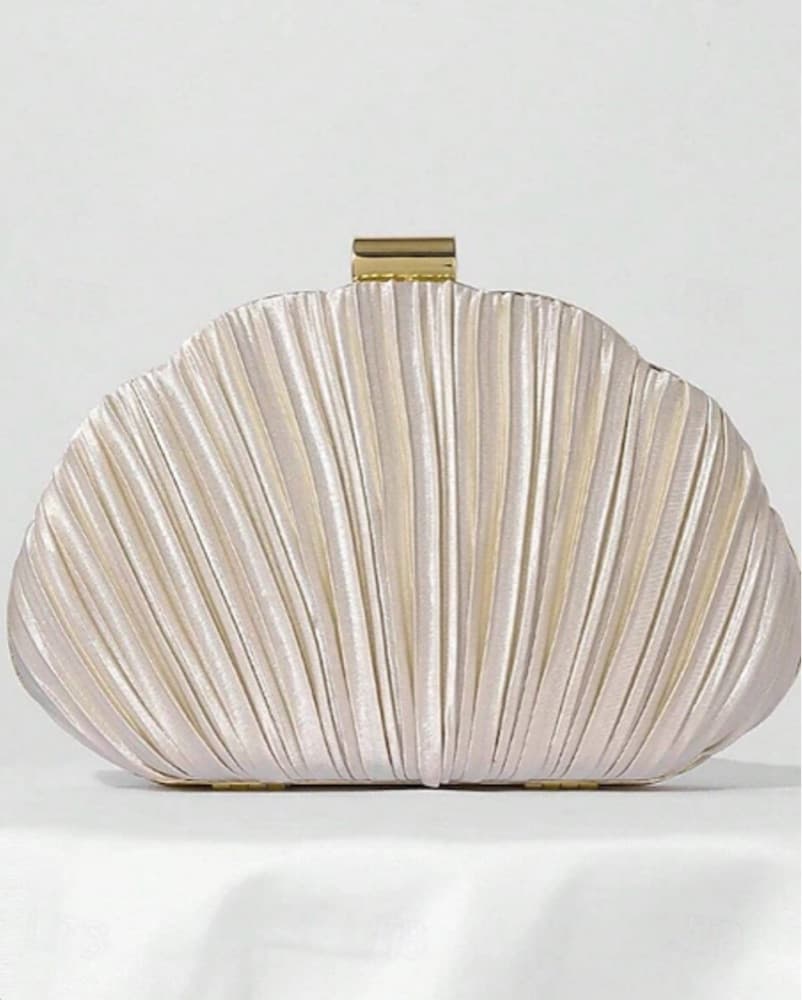 Metallic Shell Satin Clutch - Image 1