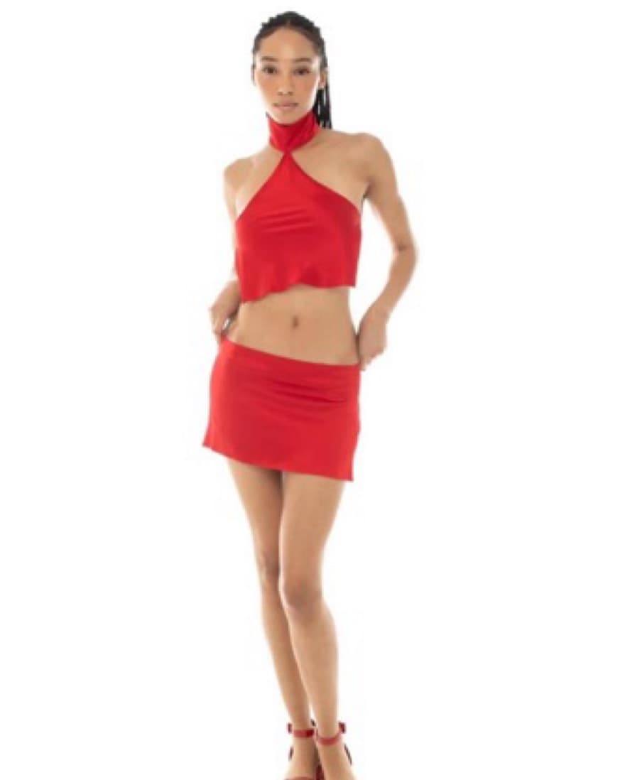 Are You Am I Red Halter Top Backless  - Image 1