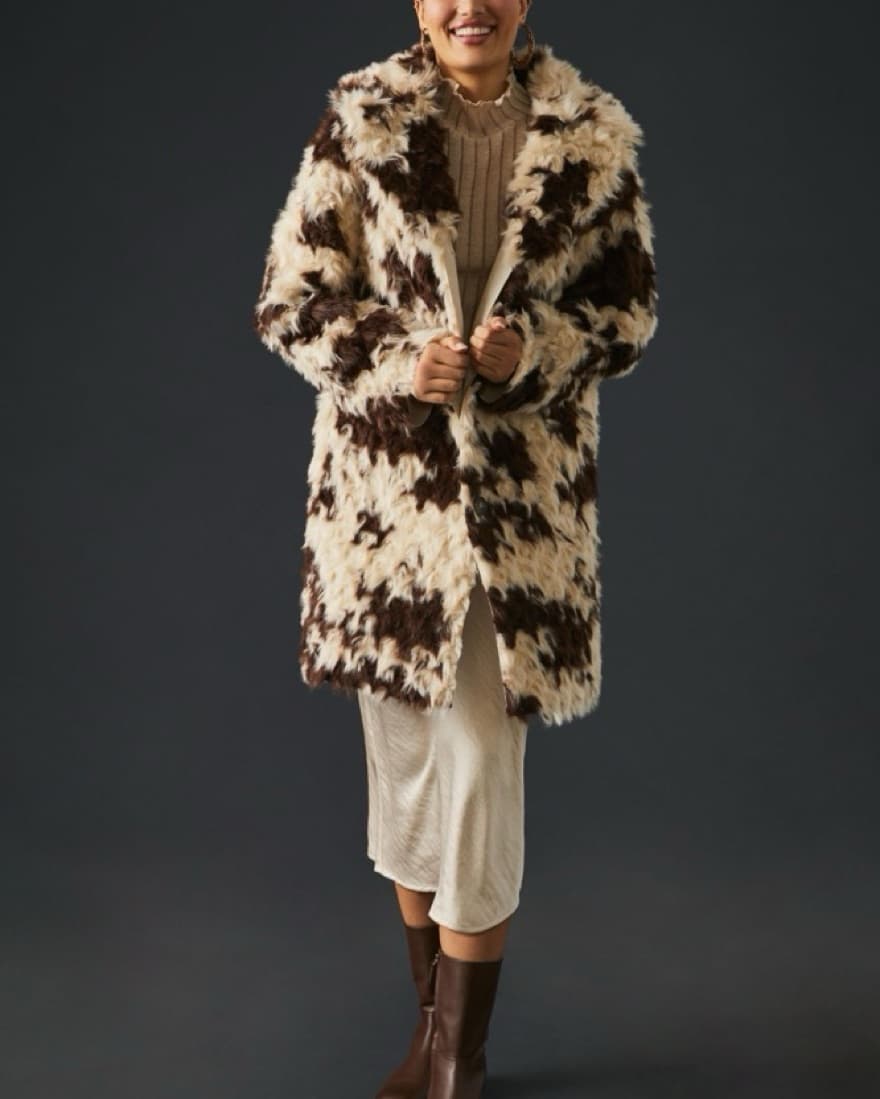 Cow-Print Faux Fur Coat - Image 2