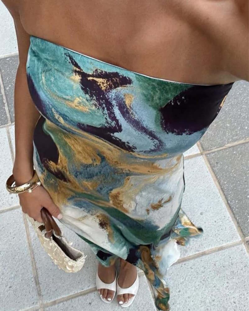 12th Tribe Natalia Watercolor Maxi Dress - Image 4