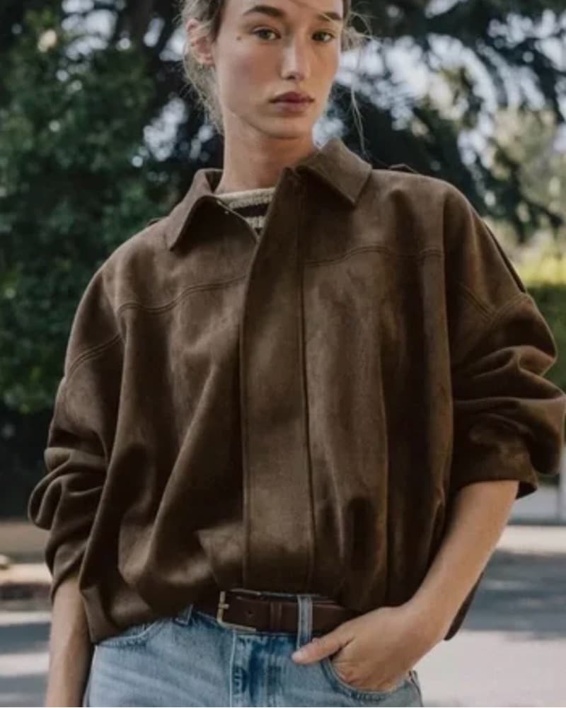 SUEDE EFFECT BOMBER JACKET - Image 4